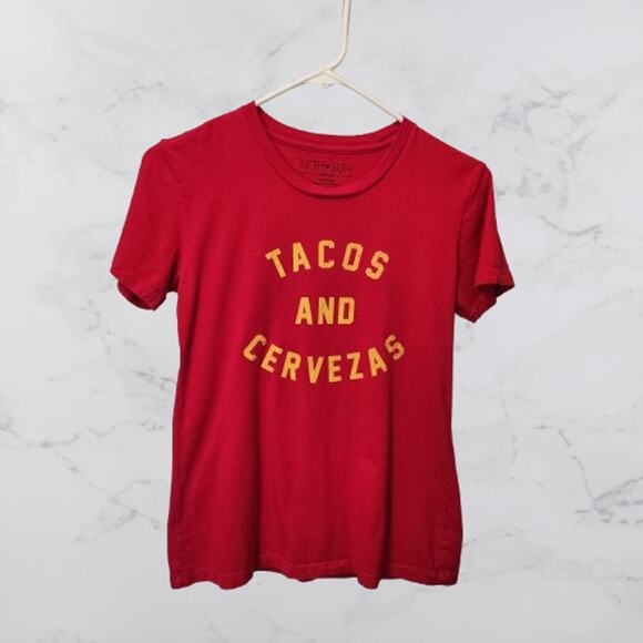 Fifth Sun Red Tacos and Cervezas T-Shirt Medium - Picture 1 of 3